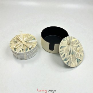 Hộp sơn mài 6 lót ly tròn vẽ hoa kèm hộp ( các mẫu )